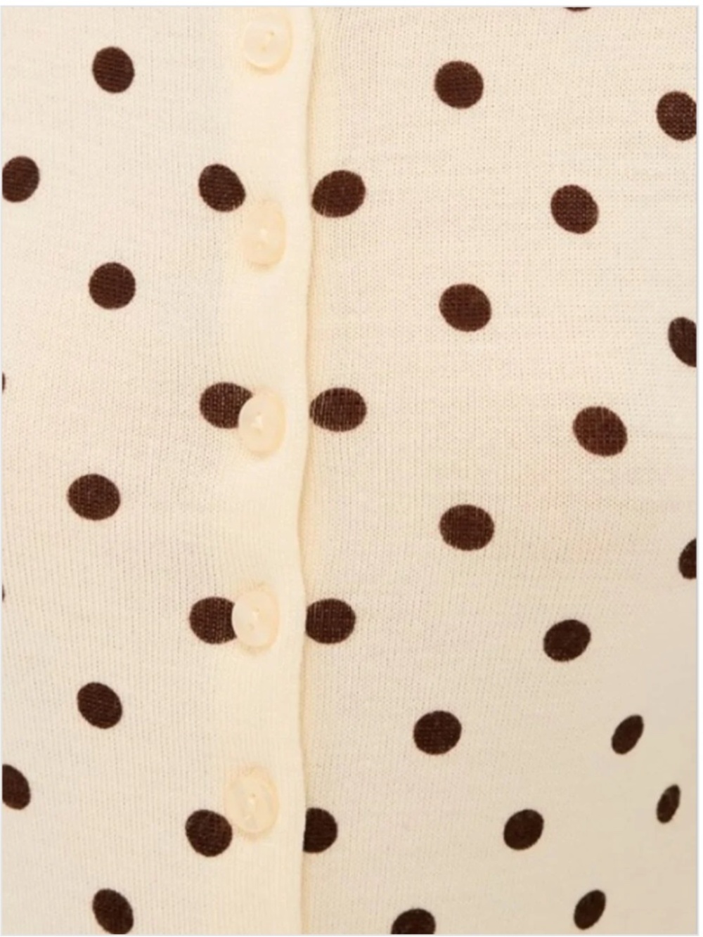 Reformation Bernadette Crew Cardigan Brownie Polka Dot - Picture 3 of 5